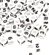 100pcs 7mm cube white mixed numbers 0-9, hears, # acrylic beads DIY Craft