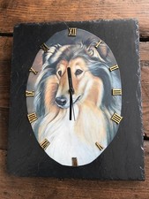 Rough Collie Wall Clock slate Lassie 25cm x 30cm