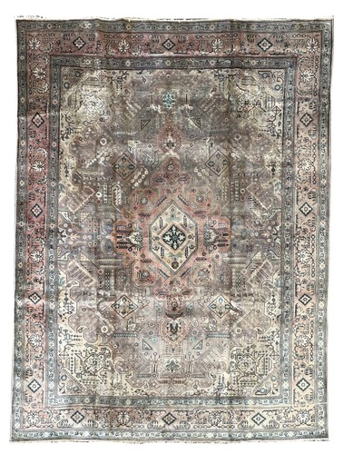 Grey vintage heriz rug - heriz, hand