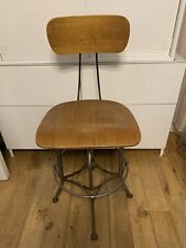 Industrial Vintage Style High Bar Chair Typist Stool Wooden Ply Seat Metal Frame