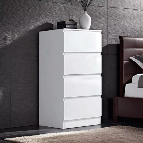 White high gloss chest 4 - high,
