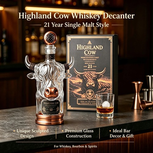 Highland cow whiskey - cow, decanter