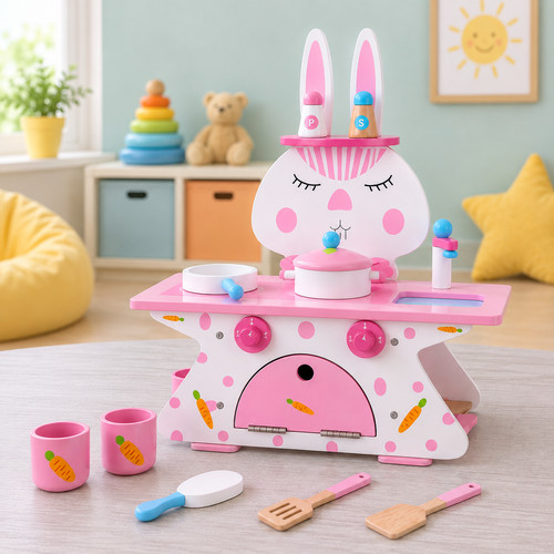 Kids wooden toy kitchen - wooden,