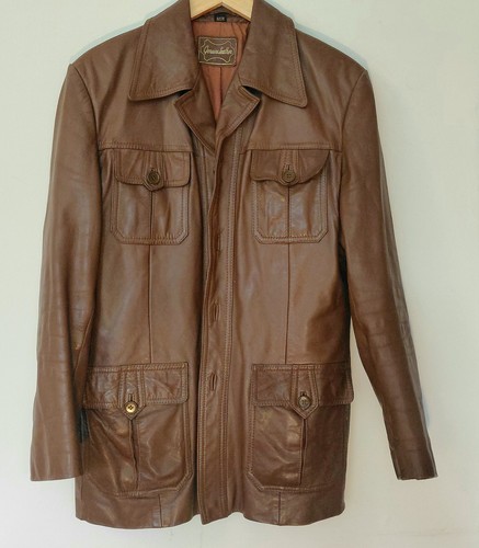 Leather jacket safari - , 70s