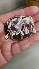 Vintage Snowdrops  Enamelled Brooch by Fish and Crown 