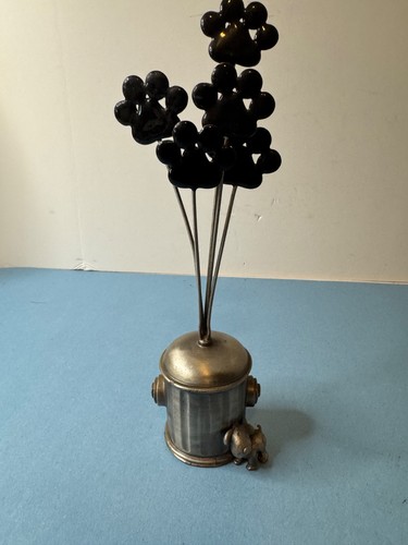 Pewter dog and fire - pewter, hydrant
