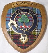 Vintage Old Scottish Clan ANDERSON Braveheart Tartan Plaque Crest Shield