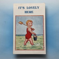 Comic Postcard C1930 Child Bathing Suit Seaside Bucket Spade Perly
