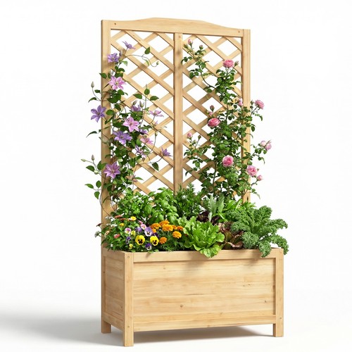 Natural wooden raised garden - natural,