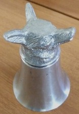 RARE, VINTAGE HAND-MADE ENGLISH PEWTER FOX / HUNTING STIRRUP CUP / SHOT GLASS
