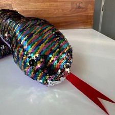 Sequin Snake Plush Toy Large, Eye-catching Multicoloured & Silver SEN Toy