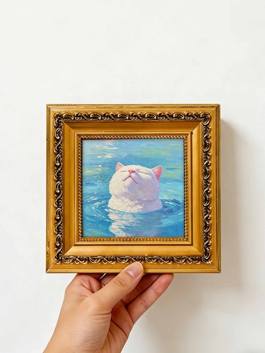 White cat bathing - bathing, water