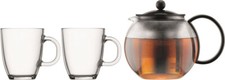 Bodum Assam Teapot / Tea Press 1L and 2 Pavina Glasses set UK