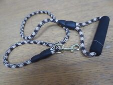 DOG LEADS BROWN/WHITE 1 cm THICK ROPE EFFECT DOG LEAD WITH GRIP HANDLE #1040