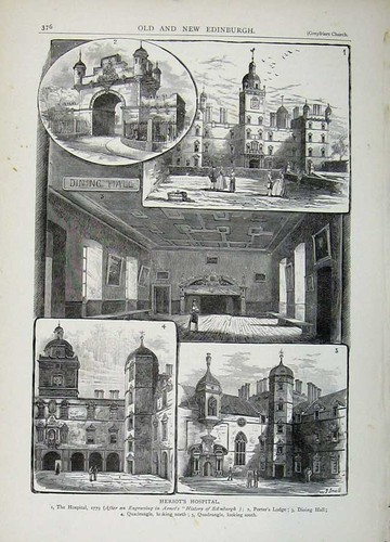 Old antique print - antique, edinburgh