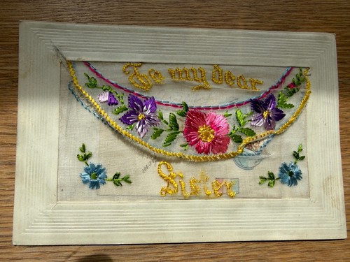 Silk ww1 postcard with flap - silk,