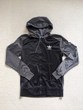 Adidas Originals Mens Black Grey Hoodie Tracksuit M Trefoil Logo Zip Up Jacket