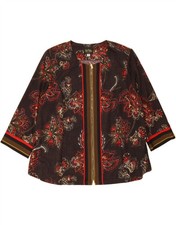 BOB MACKIE Womens Oversized 3/4 Sleeve Shirt Blouse UK 20 2XL Brown Floral RX07