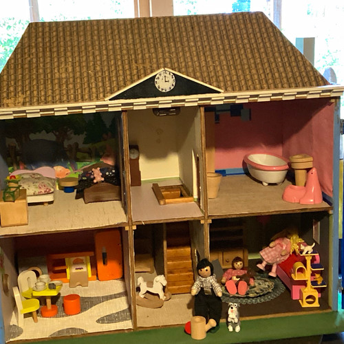 Wooden complete dolls house - wooden,