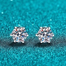 1ct Earrings White Gold Diamond Test Pass Lab-Created VVS1/D/Excellent