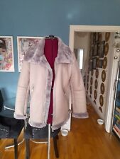 GREY AVIATOR JACKET SIZE 8 PARKA BLACK FAUX FUR BOMBER