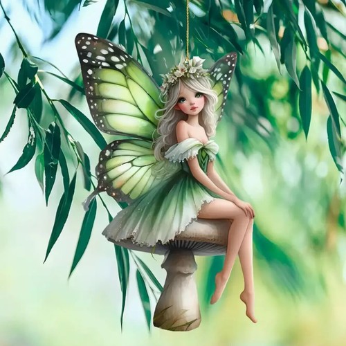 Green butterfly fairy acrylic - green,