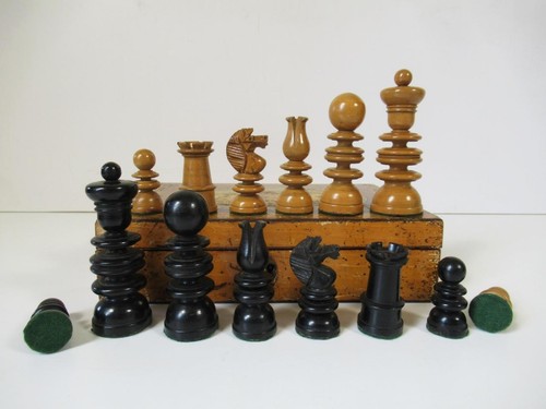 Antique chess set weighted - chess,