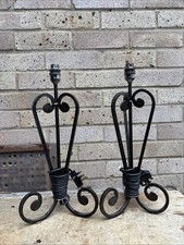 Vintage Pair Of Table Lamps Metal Beautiful Unusual Large Fully Working Rare