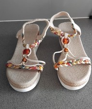 Lovely Plaited Beaded Wedge Sandals - Size 39 (6)  New