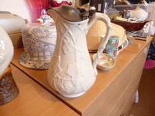 Collectors white Tyrol Cobridge jug with pewter lid