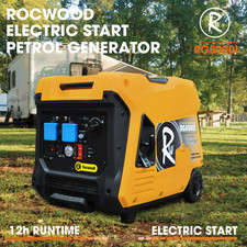 Inverter Generator Petrol 4000W Watts RocwooD Portable Camping FREE Oil
