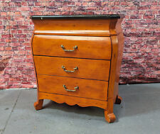 A French style bombe chest of drawers, 3 drawewith a marble effect painted top.