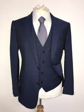ARMANI Collezioni M Line - Slim Fit 3 Piece BLUE WOOL SUIT - 4o Short - W34 L29