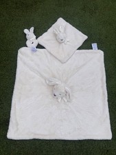 3 piece set Little Miracles Plush comforter Blanket  White Bunny Costco 30"