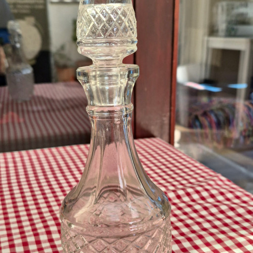 Clear cut glass decanter - glass, with