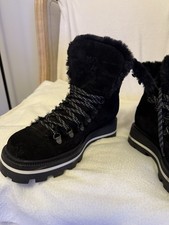 Mode En Pelle Fur Boots Size 7 Black Suade
