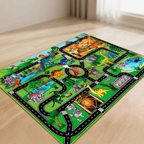 Educational dinosaur road rug - road,