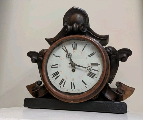 Old french wooden mantel clock - old,