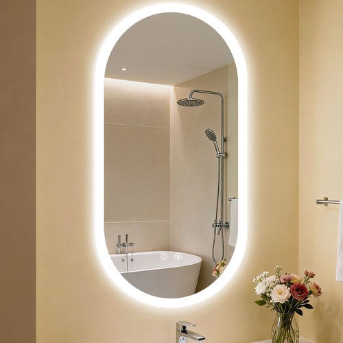 Oval illuminated bathroom - oval, led