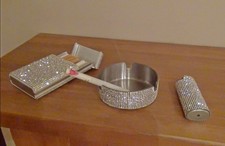 Sexy 'Bling' Diamante encrusted cigarette case, lighter, and ash tray. Smoking