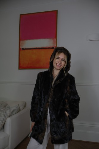Hooded mink fur - real,