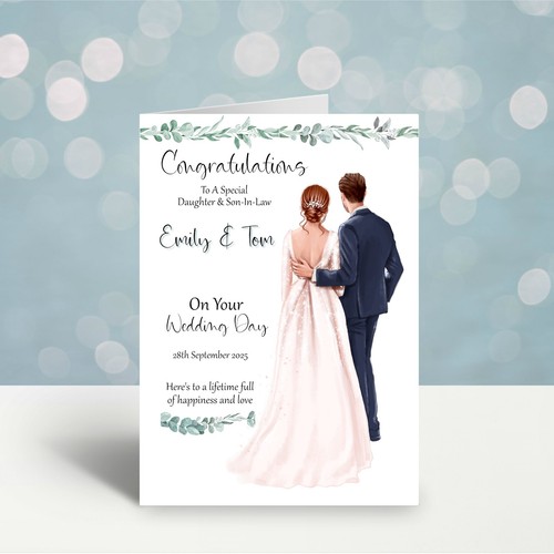 Personalised wedding day card - personalised,
