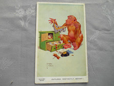 SIGNED ARTIST LAWSON WOOD POSTCARD "GRAN -POP" SERIES" OUTLOOK DISTINCTLY MOTHY!