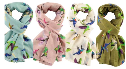 Hummingbird scarf cream - hummingbird,