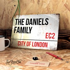 Personalised FAMILY NAME Metal Sign Wall Plaque home Tin London street road est.