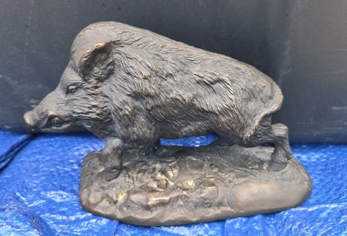 Vintage bronze wild boar - vintage,