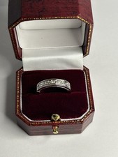 Superb ladies gift! Goldsmiths Solid 9ct White Gold diamond band ring Size P