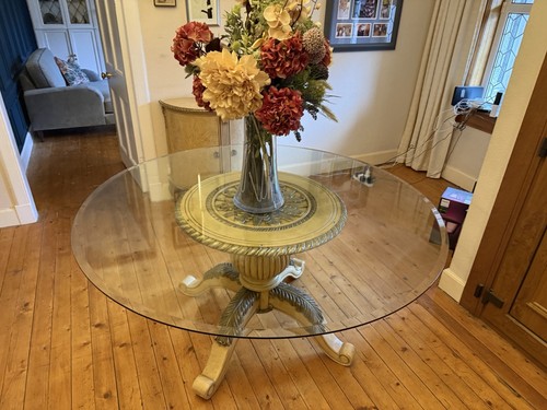Round glass top coffee table - top,
