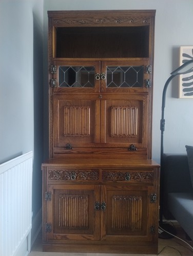 Old charm oak bureau bookcase - charm,