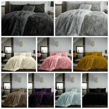 Hug Snug Fluffy Fur Fleece Duvet Quilt Cover Super Soft Cozy Bedding Set / Throw